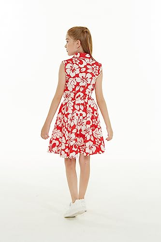 Girl Hawaiian Collar Shirt Dress in Classic Hibiscus2
