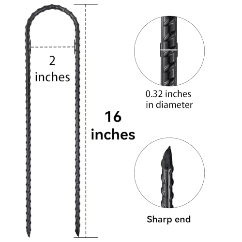 Estacas para viento de trampolín de 16 pulgadas, anclas de suelo en forma de U de alta resistencia, kit de 10 unidades para juegos columpios y portería de fútbol miniatura 2