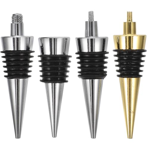 Alipis Set 4 Tappi per Bottiglia di Vino in Metallo Chiusura Ermetica Riutilizzabile Accessori per Conservazione Vino per Casa e Feste