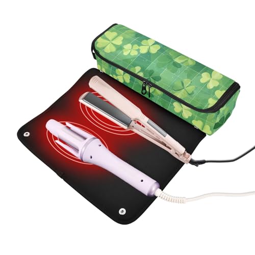Bolsa de viaje para herramientas de cabello para mujer y tapete resistente al calor con cremallera impermeable para rizador, plancha y secador de pelo miniatura 2