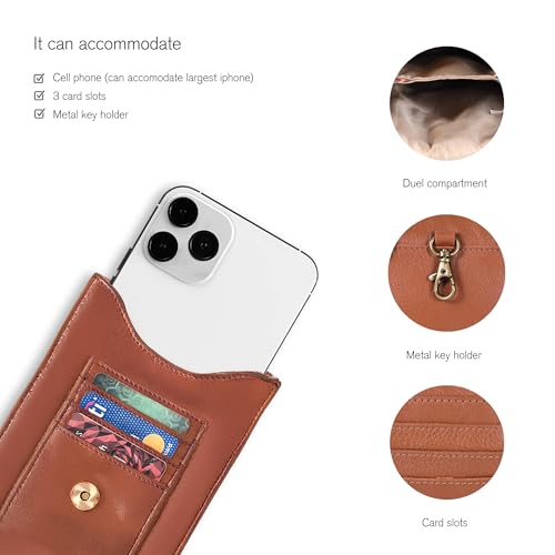 Image of Oak Leathers Small Crossbody Bag For Women - Mini Cell Phone Purse - Crossover Wallet Bag With Adjustable Shoulder Strap