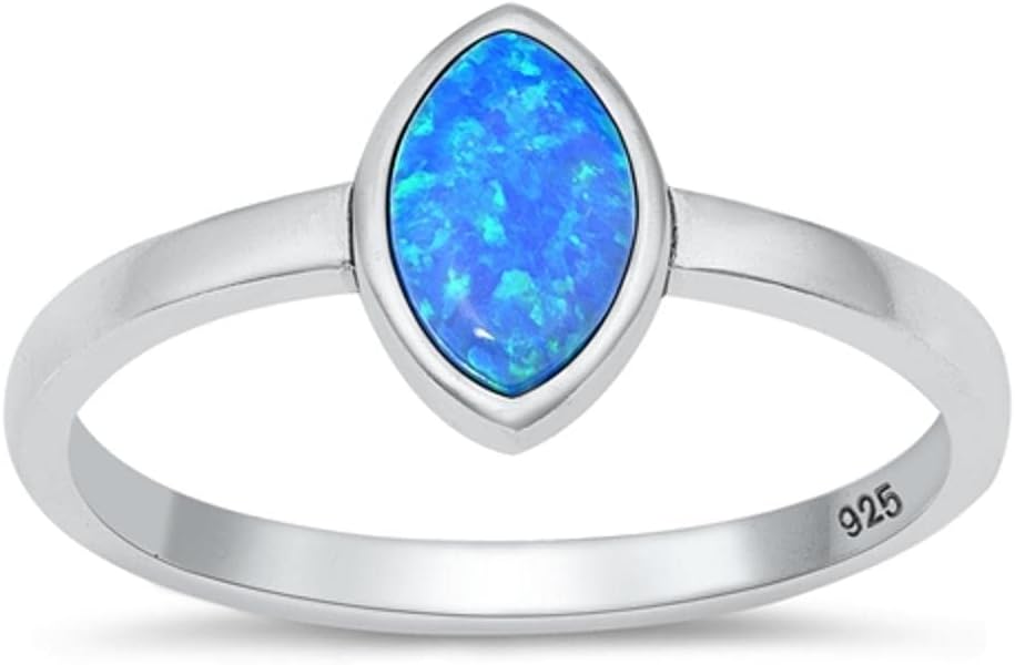 CHOOSE YOUR COLOR Sterling Silver Marquise Ring