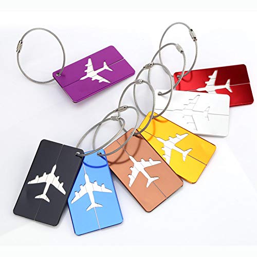 Vbestlife Etiquetas de bagagem para malas, 7 peças de etiquetas de bagagem de liga de alumínio, etiq