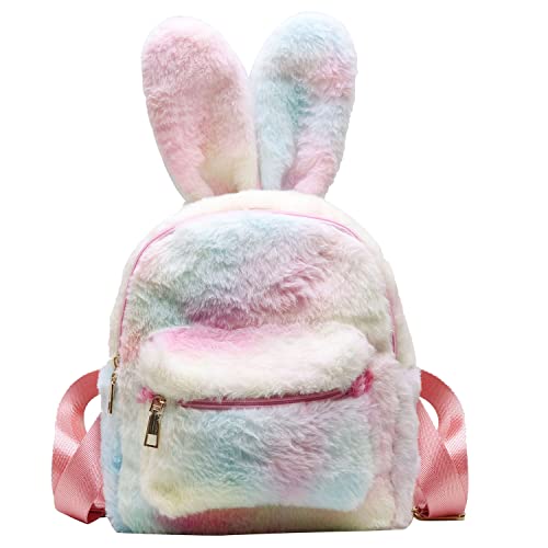 Jywmsc Sacs à Dos de Lapin Mignons pour Filles, Sac à Dos pour Femmes avec Oreilles de Lapin Sac à Bandoulière en Peluche Sac d'école Cartable