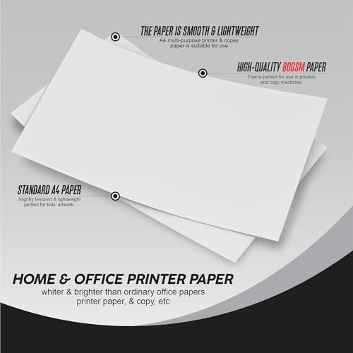 Printer Paper A4 White 80gsm Bright Sheets Multifunction Laser Inkjet Paper Lightweight Copier Papers Suitable for Home Office Workplace Printing... - Image 2