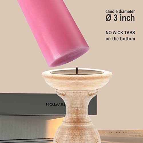 Mozeal 3" X 4" Hand-Poured Unscented Candle,Dripless Pillar Candle Set Of 3,Long Clean Burning,Approx 72 Hours Burn Time,Rustic Country Style,Wedding,Dinner,Christmas And Home Decor,Pink #TOP3