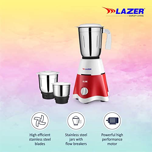 Image of Lazer Allure 3 jars 500W Mixer Grinder (Red)