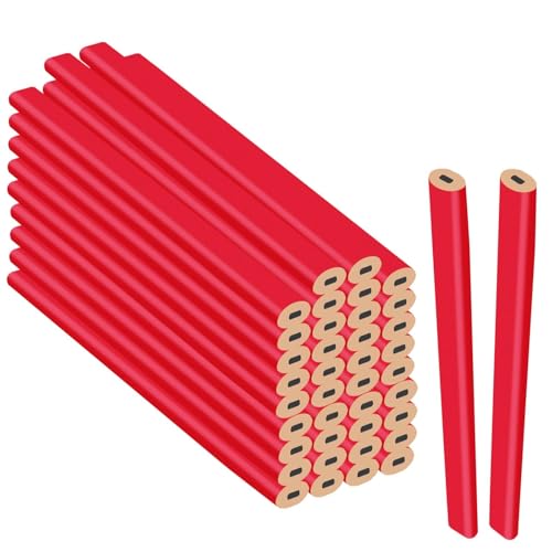 Nicrulp 40 Stk Bleistifte Baustelle HB, Zimmermannsbleistift, Carpenter Pencil, Bleistifte Set, Baubleistift, Schreiner Tischler Zimmerer Bleistift, Baustellenstift, für Handwerker Werkstatt Schreiner