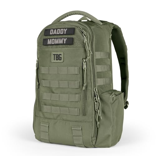 Image of Tactical Baby Gear Daypack Tactical Diaper Bag Backpack for Dads - MOLLE compatible, Built-in Changing Mat, Stroller Straps (Ranger Green 4th Gen)