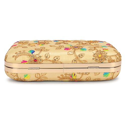 Image of LONGING TO BUY Hand Crafted Designer Box Clutch - Zari Embroidery For Women