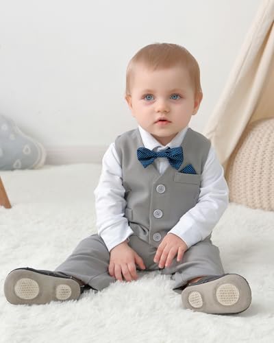 Toddler Baby Boy Gentleman Suits 4PCS Shirt+Vest+Bow Tie+Pants Baby Boy Sets for 3-24M3