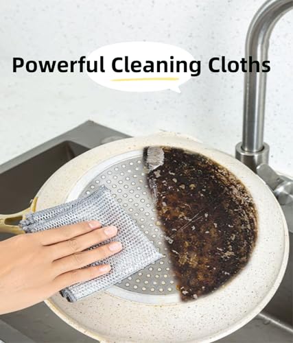 Image of 2024 New Cleaning Sponges Multipurpose Wire Miracle Cleaning Cloths, 2 Pack Wire Dishwashing Rags for Non-Stick Cookware, Kitchen, Sinks, Scrubs & Cleans for Dishes