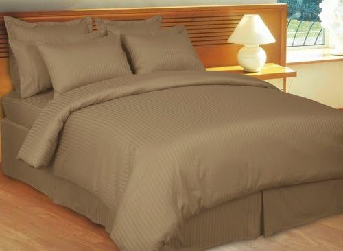 1200 Thread Count Three (3) Piece Twin XL Size Taupe Stripe Bed Sheet Set, 100% Egyptian Cotton, Premium Hotel Quality