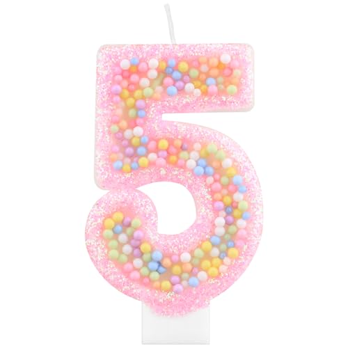 Macaron 5 Birthday Candles for Girls, Rainbow Pastel Macaron Number 5 Candle for Cake, Colorful Cake Topper 5th Birthday Decorations Girl, Sweet Themed Birthday Wedding Party Decoration