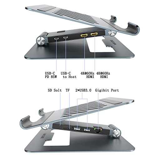 Usb C Docking Station Laptop Stand,Wavlink Tablet Stand With Usb C Hub,Dual 4K Hdmi, 2 Usb 3.0, Gigabit Ethernet, Pd 100W, Universal Docking Station For Macbook Pro/Air/Dell/Hp/Surface/Lenovo #TOP5