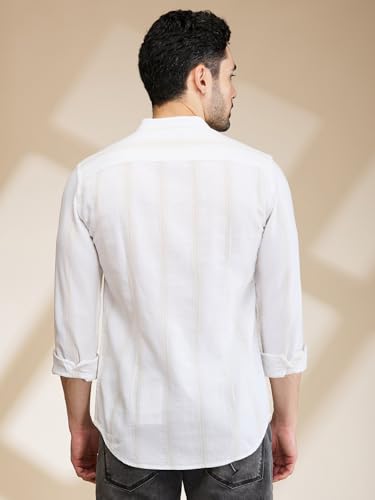 Image of Being Human Beige Slim Fit Regular Collar Men's Shirt Clothing