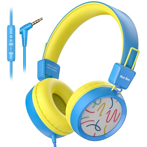 New bee Kids Headphones Wired, 85dB/94dB Volume Limit Headphones for Kids HD Sound with Microphone Childrens Headphones Adjustable Foldable for School,Travel,Tablet,PC,Cellphone New bee Kids Headphones Wired, 85dB/94dB Volume Limit Headphones for Kids HD Sound with Microphone Childrens Headphones Adjustable Foldable for School,Travel,Tablet,PC,Cellphone