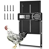 VXVMN Automatic Chicken Coop Door, 24.5 * 33cm Large Automatic Chicken Door with Timer, Anti-Pinch Chicken Door Opener Automatic with Large LED Screen, Low Battery Warning for Poultry Safety