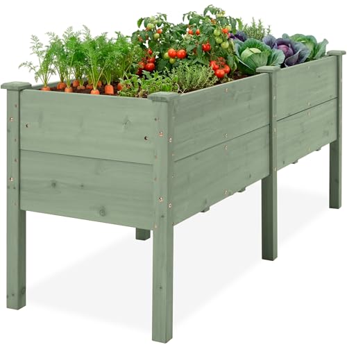 Image of Best Choice Products 72 inch x 24 inch x 30 inch Raised Garden Bed with Extra Deep 16 inch Depth, Elevated Wood Planter Box Stand for Backyard, Patio, Balcony, Natural Fir Wood - Sage