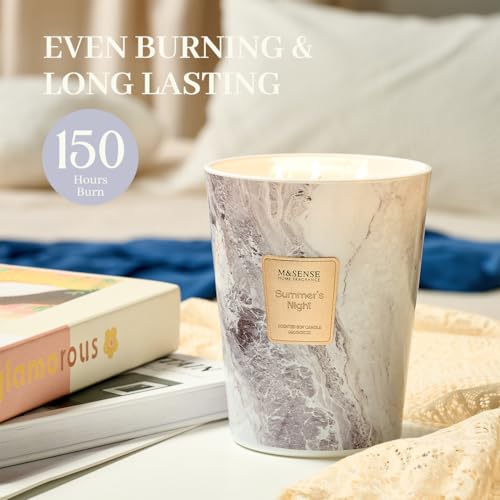 Image of M&SENSE Extra Large Summer Candle 35oz 150H Summer Night Scented Candle, 3 Wick Highly Scented Jar Candle, XL Candles Gift for Stress Relief, Meditation, Yoga