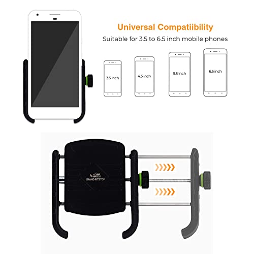 Image of GRAND PITSTOP Mobile Holder for Bikes, Motorcycle, Scooter, Bicycles, Jaw Grip Bike Mobile Holder, Handlebar Cellphone Holder for Maps and GPS Navigation with 360 Rotation Phone Mount-Black