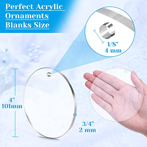 Acrylic Keychain Blanks, Audab 30PCS Bulk Acrylic Circles Clear Disc Ornaments Blanks for Vinyl, DIY Keychain