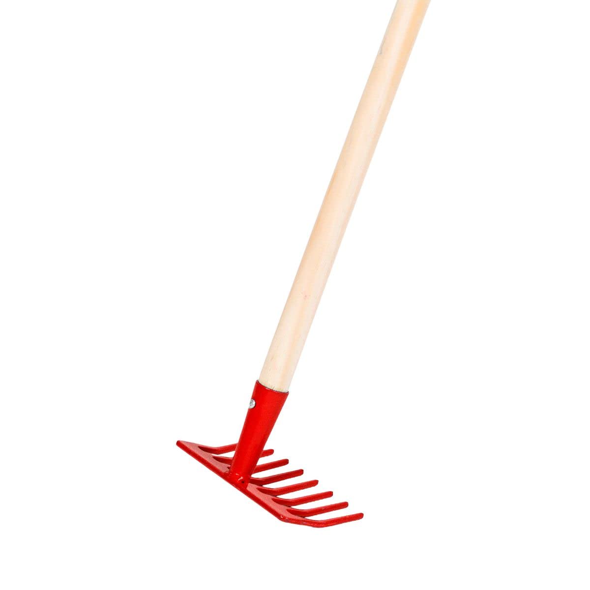 Rekord Kinder Gartengeräte Set 9-teilig Schaufel, Spaten, Rechen, Besen, Laubbesen, Grubber, Doppelhacke - Metall, Holz-Stiel (76cm) Gartenspielzeug, Kinder-Gartenwerkzeug