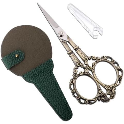 YOUGUOM Knitting Scissors with Case, Crochet Scissors Threading Sewing Shears for Embroidery Craft Artwork Needlepoint, Bronze Little Snips Cover