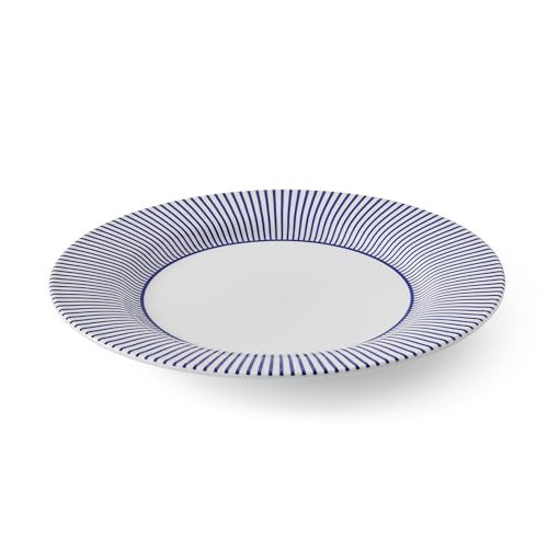 Spode Steccato Collection - 11" Dinner Plate, Stripe Cobalt Blue | Made of Fine Earthenware | Microwave and Dishwasher Safe | Made in England | Large Serving Plate for Salad, Pasta, or Appetizers