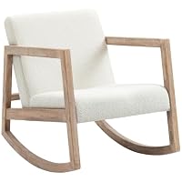 HOMCOM Fauteuil à Bascule Fauteuil Allaitement 60 x 76 x 77 cm Blanc Crème