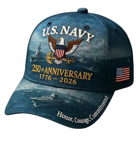 Efdaf 250th Anniversary Commemorative Cap All-Over Sublimation Printed Eagle Crest Baseball Hat 1776-2026 Patriotic Tribute Gift for Sailors and Veterans