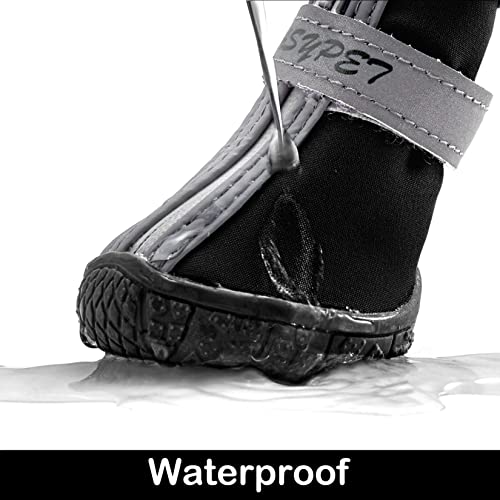Zunea Pfotenschutz Hundestiefel für Kleine Hunde Wasserdicht rutschfest Welpenschuhe Verstellbar Reflektierend Haustierstiefel Weiche Chihuahua Pfotenschütz Schuhe für Spazierengehen Schwarz 3#