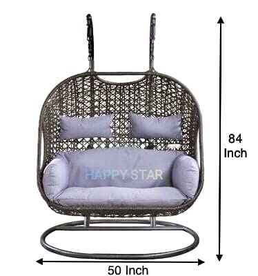 Image of Outdoor Furniture Double Seater Swing, Beautiful Swing with Stand. (Black /Grey)