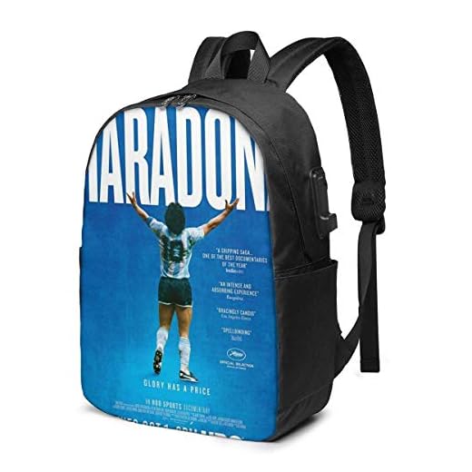 IUBBKI Diego Armando Maradona en Diego Maradona Mochila USB Mochila para portátil de 17 Pulgadas Fondo Firme Hombres y Mujeres Gran SCH