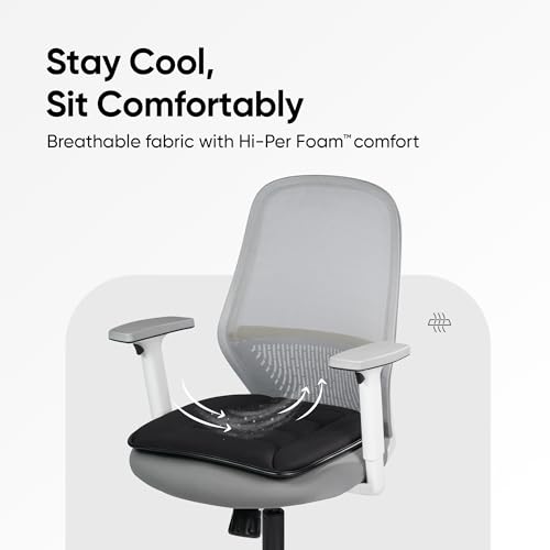 Image of Frido Slim Seat Cushion for Office Chair | Car & Wheelchair - 3cm Thin Memory Foam Cushion for Back Support & Pressure Relief - Non-Slip | Breathable Comfort Pad for Long Sitting (Black)
