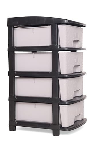 Image of Plastic Modular Drawer Storage Chest Of Drawers Organizer Storage Box, Large Stomo Racks For Multipurpose Anti-slip Shoes Organizers (Grey, 4 Layer)