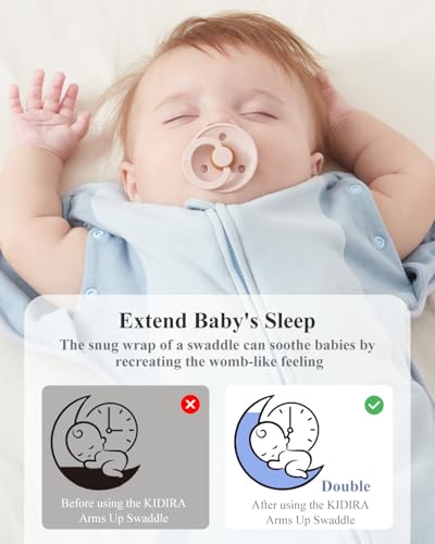 Image of KIDIRA Transitional Swaddle, 2.5 TOG Baby Swaddle 3-6 Months 12-18lb, Arms in /Out Sleep Sack with 2-Way Zipper,Improve Sleep Snug Fit Help Calm Startle Reflex,1 Pack, Blue