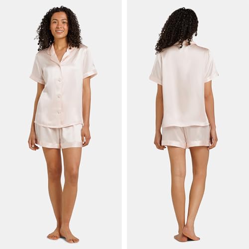 Image of Fishers Finery Women's 100% Mulberry Silk Short Pajama Set; Short Sleeve