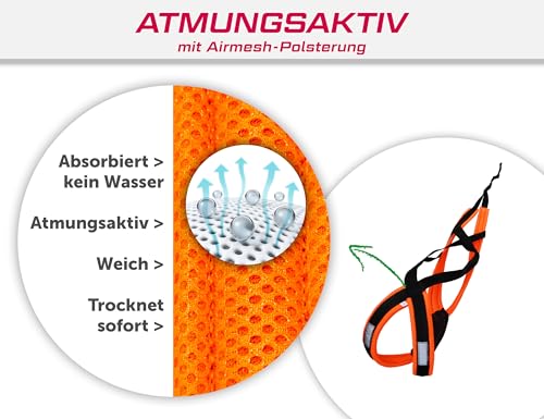 LASALINE Hunde Zuggeschirr X Back für Canicross Hundesport Dogscooter Bikejöring Schlitten in Schwarz Neonorange