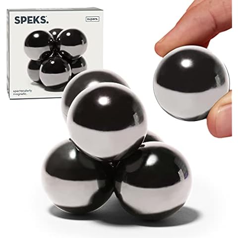Speks Supers Magnetic Balls - Fidget Toy for Adults | Desk Toy for Office Decoration, Christmas Gift, Holiday Stocking Stuffer Present, Sensory Gadget for Stress Relief | Set of 6, Gun Metal Cover