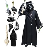 Absolute Vibe Plague Doctor Bird Mask and Hat Combo Set Halloween Costume Steampunk Cosplay Props (L, BLACK-001)