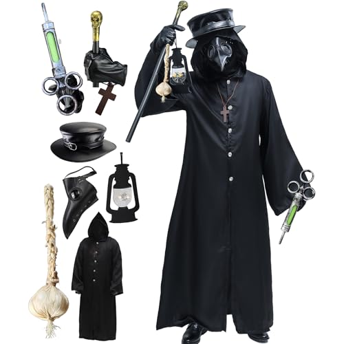 Absolute Vibe Plague Doctor Bird Mask and Hat Combo Set Halloween Costume...
