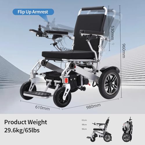 Lightweight Foldable Electric Wheelchair for Adults, 500W Dual Motor All Terrain Power Wheelchair, 15 Miles Range Mobility Chair for Indoor Outdoor - Image 6