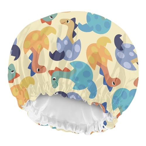 Image of Dinosaur Eggs Print Kids Satin Sleep Cap Elastic Band Hat Night Sleeping Head Cover Satin Bonnet for Curly Natural Hair Beanie for Girls Boys Toddler Baby