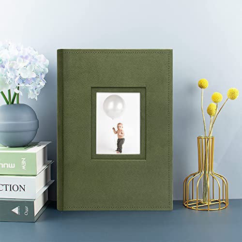 Golden State Art, Photo Album Hold 300 4X6 Horizontal Pictures With Memo For Christmas, Weddings, Holidays, Engagements, Vacations, Family ( 3 Per Page,Suede Cover,Color Green) #TOP1