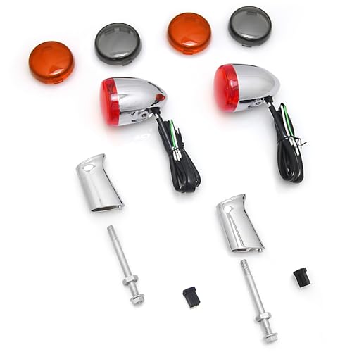 TOPRAMETAL Bullet Turn Signal Rear bulb Indicator Lamps Brake running Lights For Harley Sportster XL883 XL1200 1992-up rear lighting (Chromed)