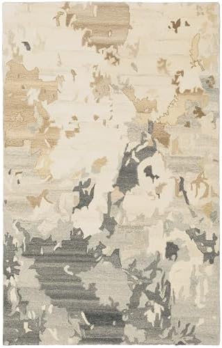Oriental Weavers Anastasia Hand-Made Wool Area Rug - 68009-3'6" x 5'6" - in Beige/Charcoal - Modern Style, Hand-Made Wool Rugs, Entrway, Bedroom Rug