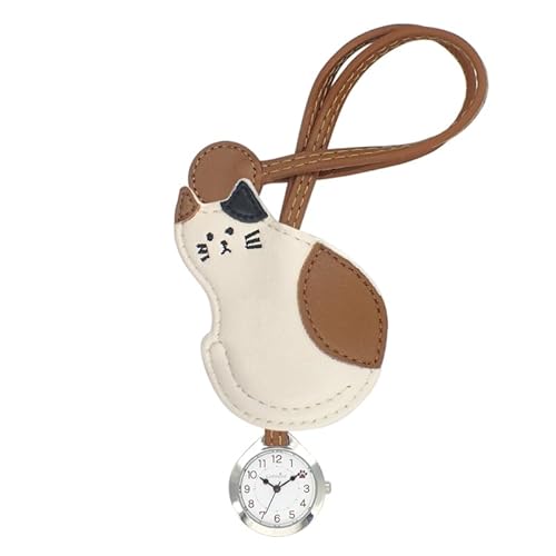[フォロー] 懐中時計 IWAWP catmint(キャットミント) ふりむき猫ハングウォッチ E03423A-6 WH/BR レディース