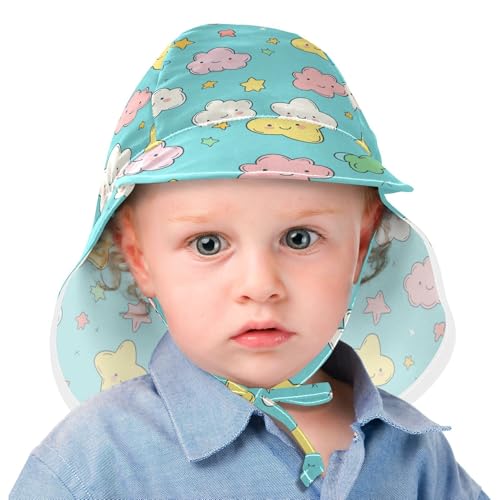 Cartoon Cute Stars Clouds Blue Infant Toddler & Kids Sunhat Boy Beach Toddler Girl UPF 50+ Protection Wide Brim Traveling Swim2