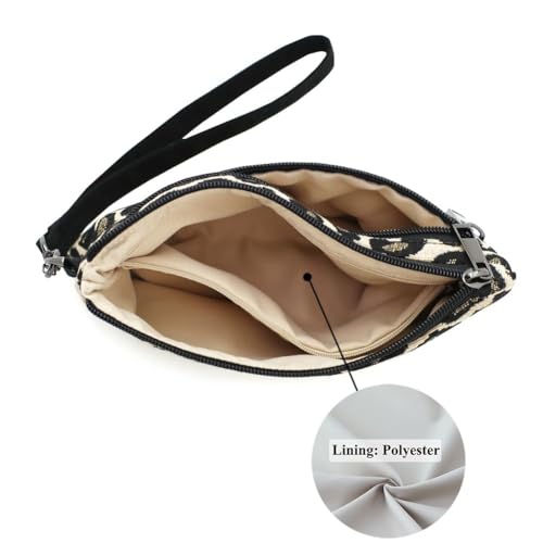 Image of Small Wristlet Wallets for Women, Zip Clutch Bag with Wristlet Pouch, 3-Zipper Original Design
